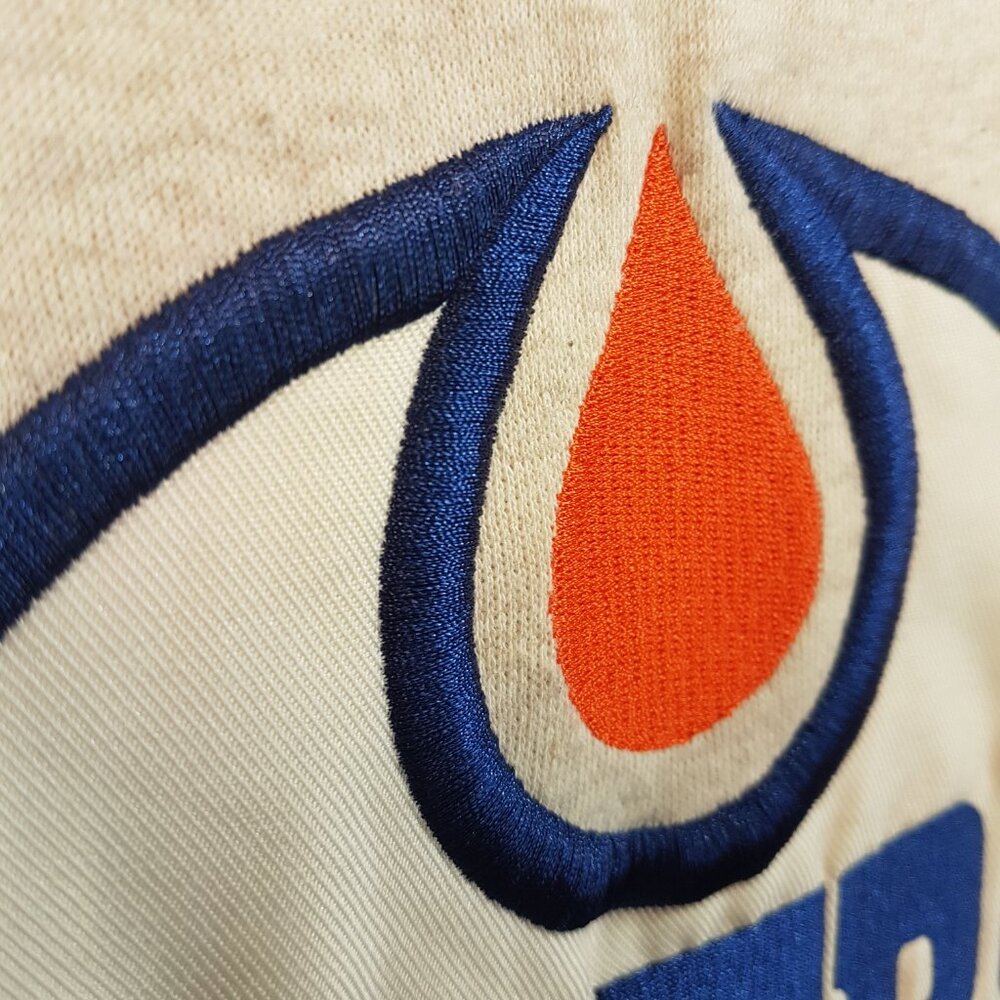 NHL 47 Edmonton Oilers Vintage Lacer Hoodie Pullover Large US L Oatmeal Hockey - Picture 6 of 16